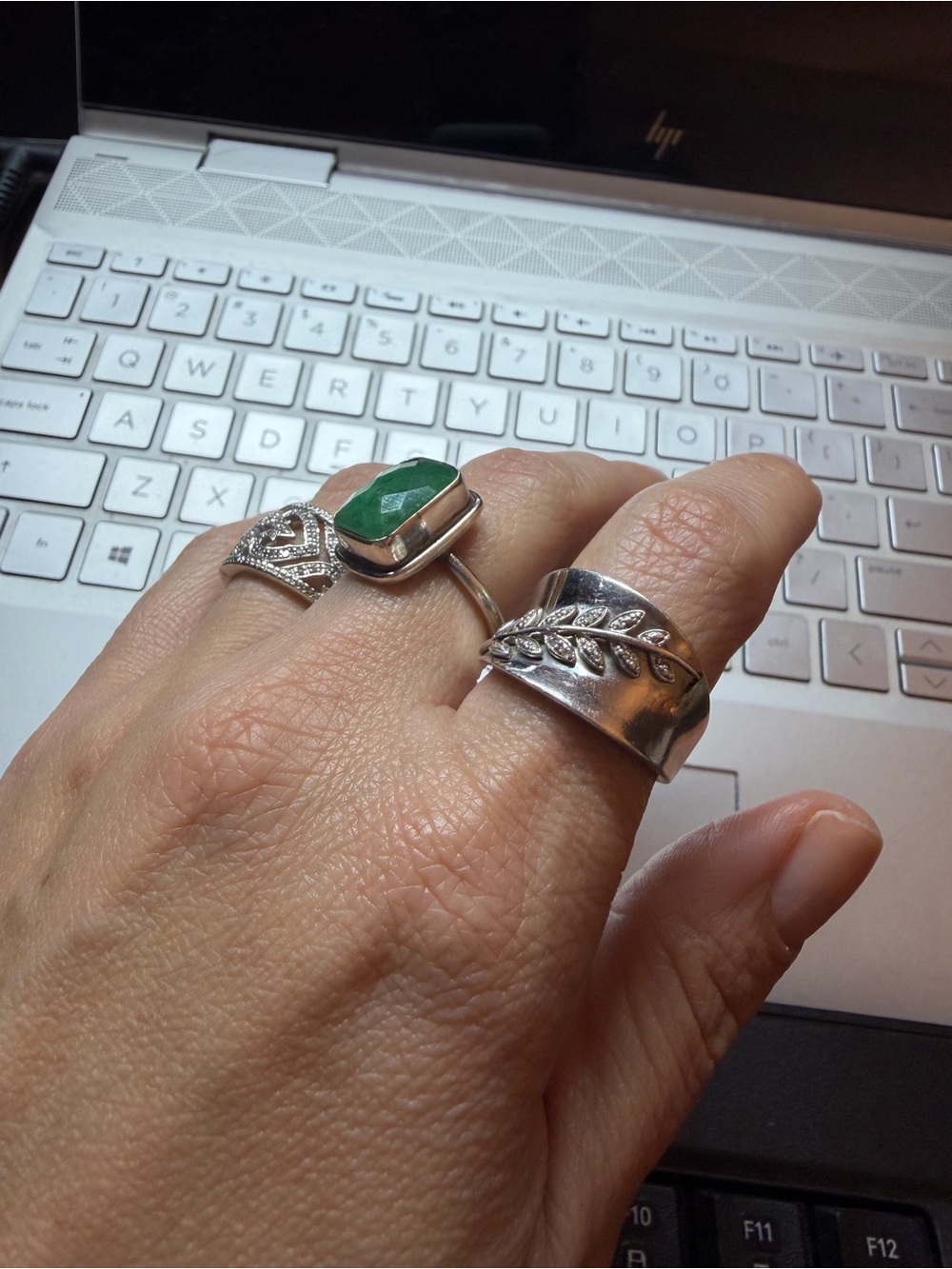 Sterling Silver Leaf Band Ring - Women's Fashion Jewelry size 9